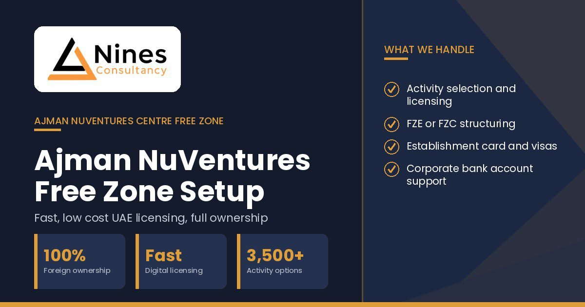 Ajman NuVenture Freezone services in uae