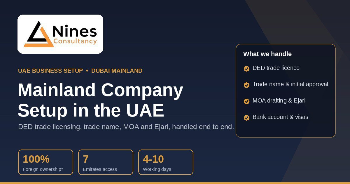 Mainland Company Setup in Dubai UAE by Nines Consultancy